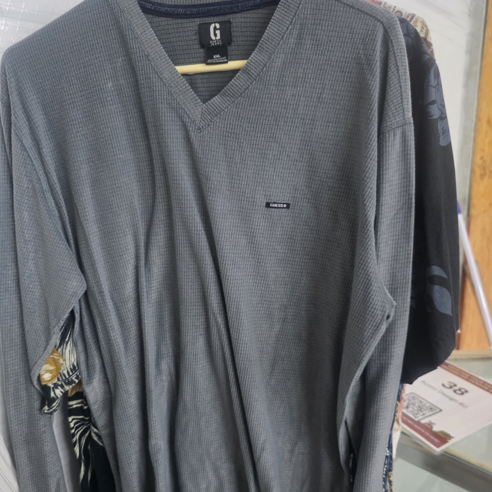 Guess Ribbed Gray Knit Top
